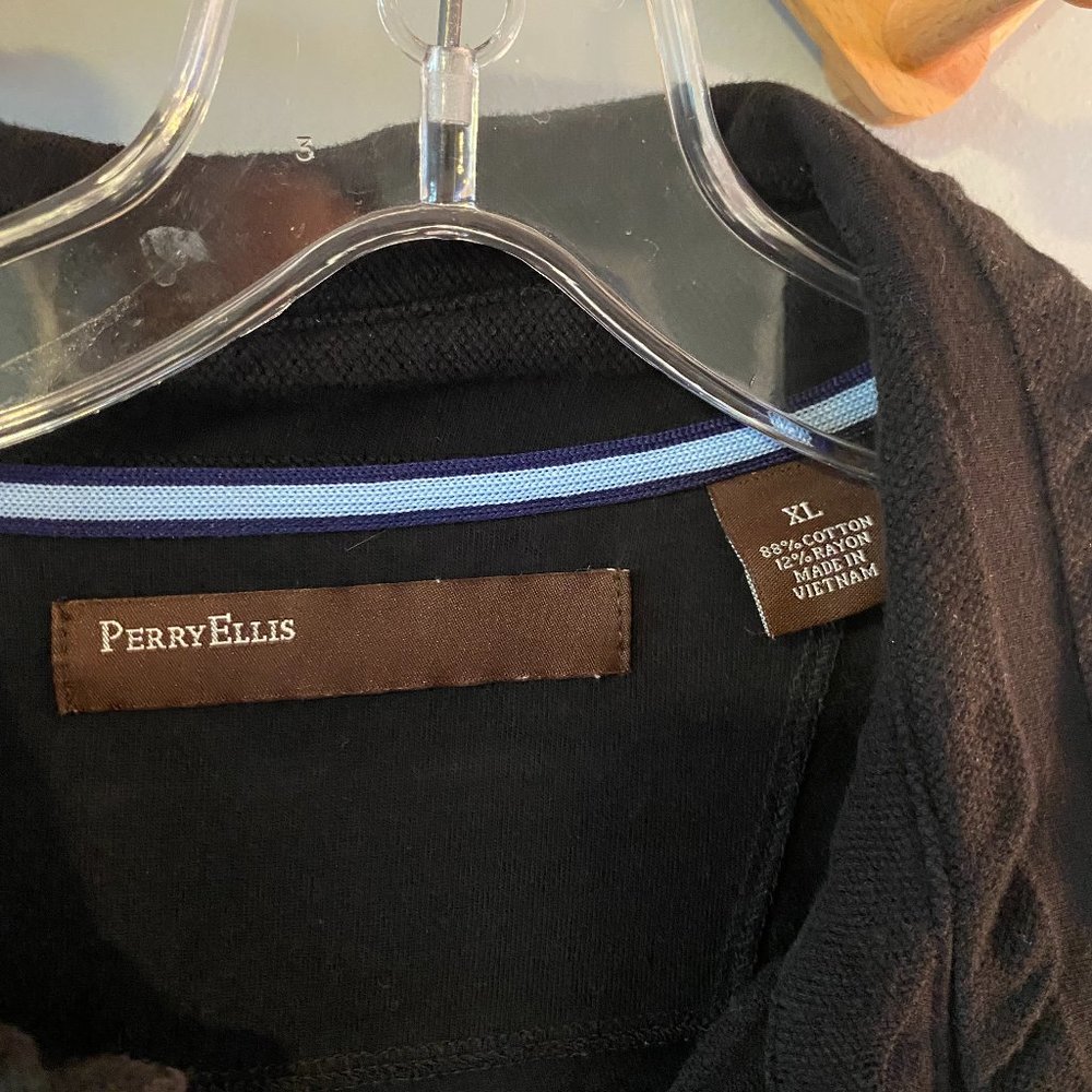 Black Perry Ellis cotton textured men's polo - extra large (XL)